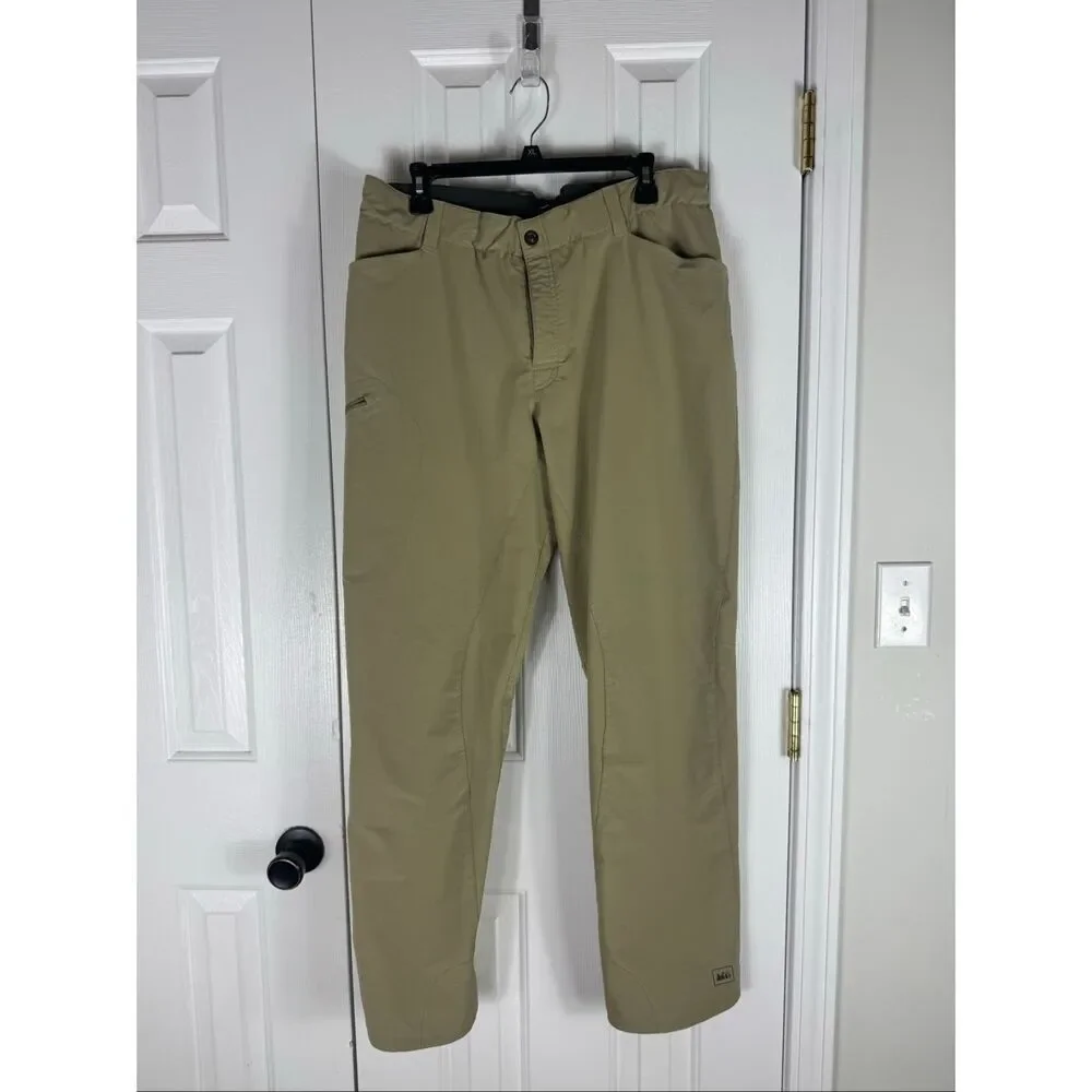 Rei Mens Beyonder Lightweight Hiking Pants Khaki Taper Size 32L